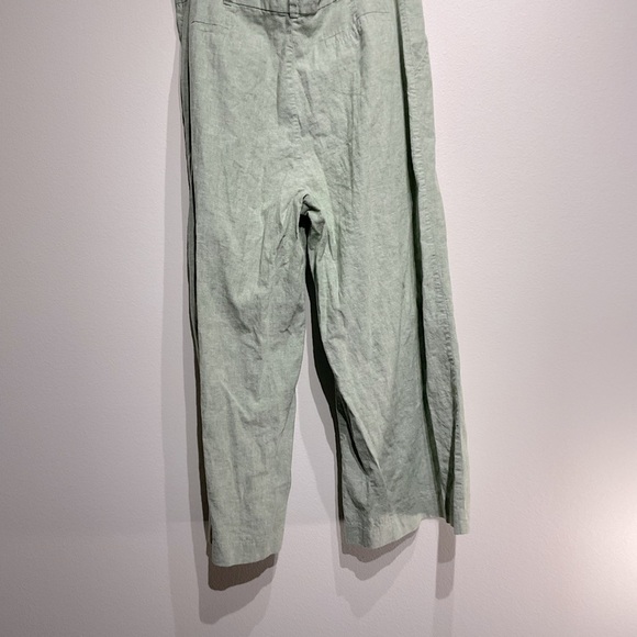 INC Linen Blend Size 14 Wide Leg Ankle Pants Flowy Beachy with Belt Same Color - Picture 3 of 9